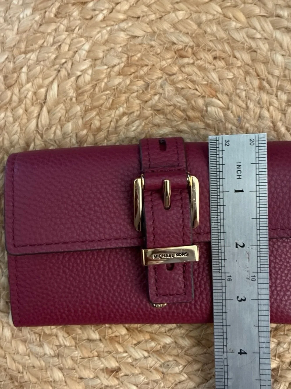 Michael Kors Burgundy MK Logo Backpack with Matching Wallet